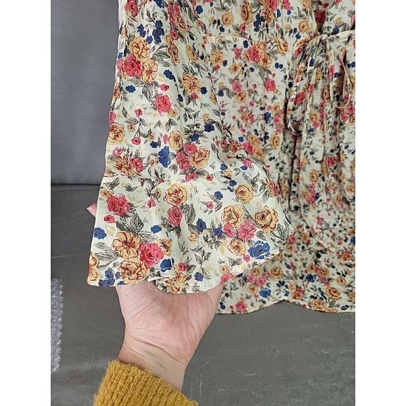 NWT Auguste The Label Boho Bell Sleeve Wrap Ruffle Mini Dress Sz 10, BEAUTIFUL! - Picture 7 of 12
